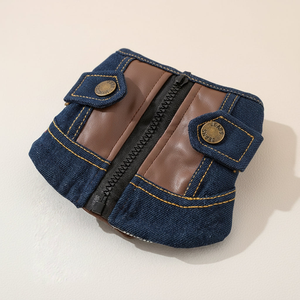 Denim & Leather Winter Pet Jacket