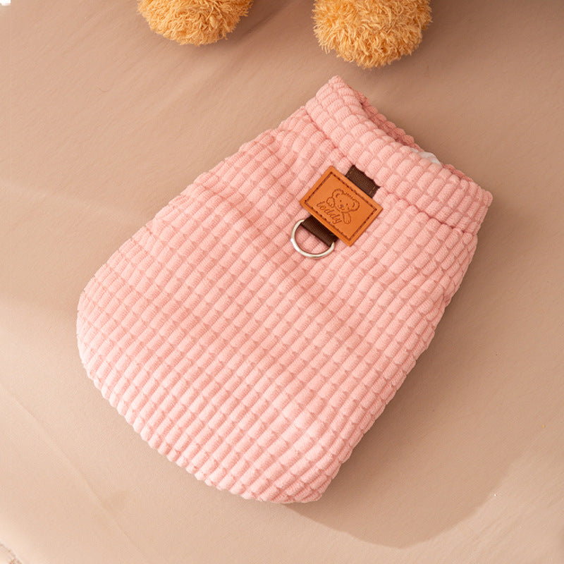 Pink Textured Corduroy Pet Vest