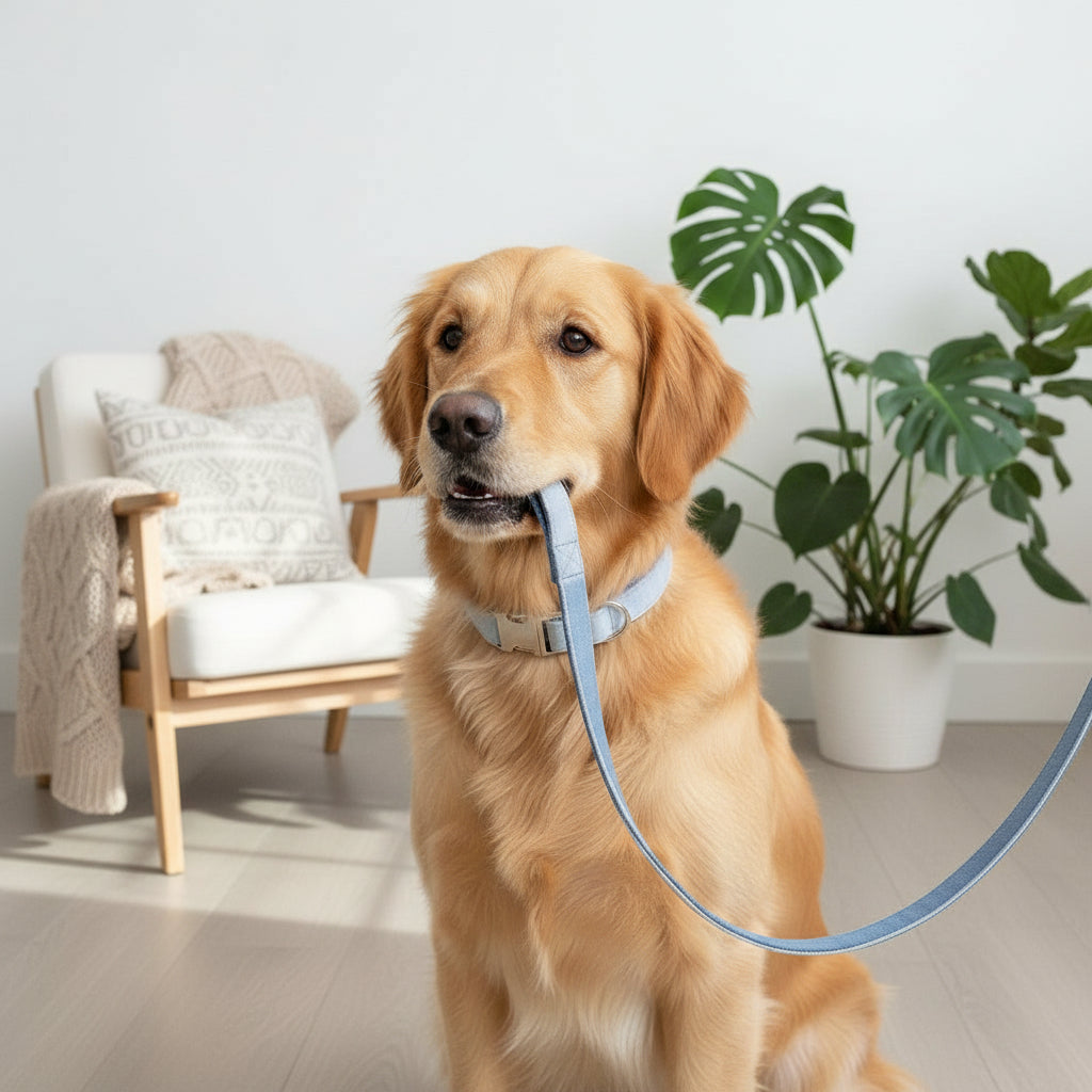 Velvet Buckle Collar in Sky Blue