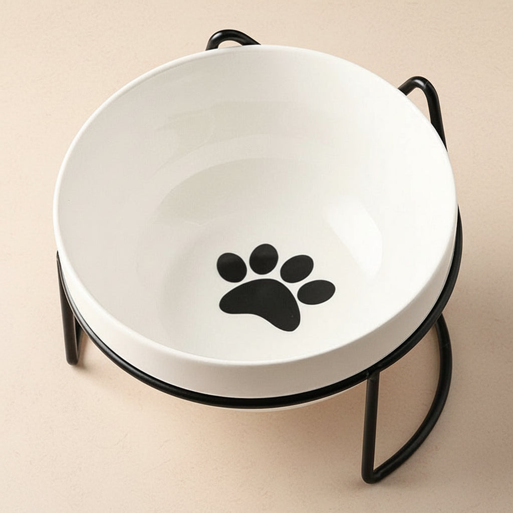 Ceramic Cat Bowl with Elevated Stand – Spill-Resistant Feeding Dish