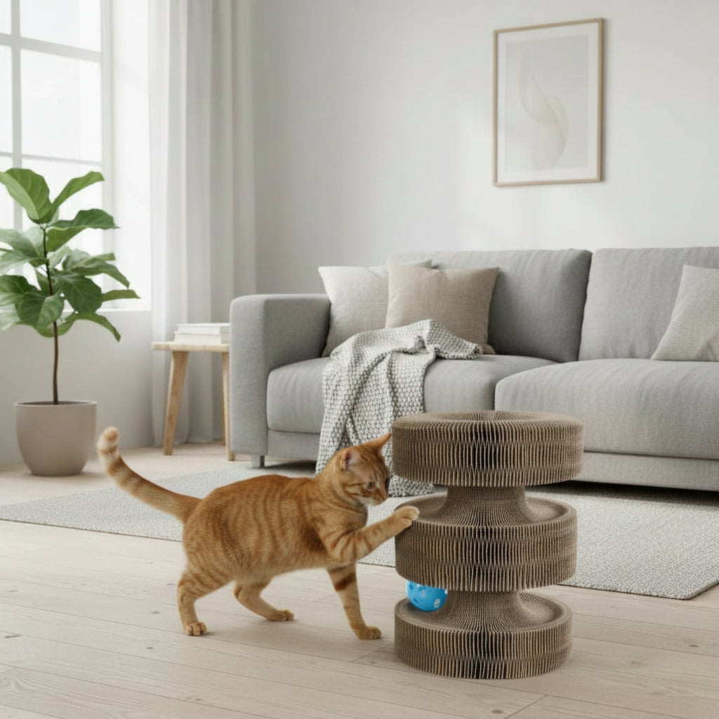 Foldable Organ Cat Scratch Toy with Bell