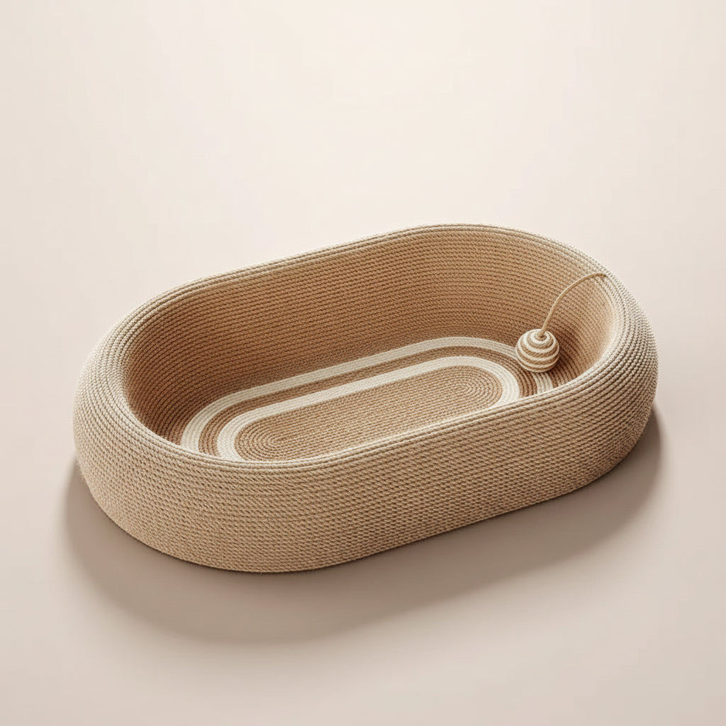 Handmade Oversized Sisal Cat Scratch Nest – 65CM Oval Lounge Bed