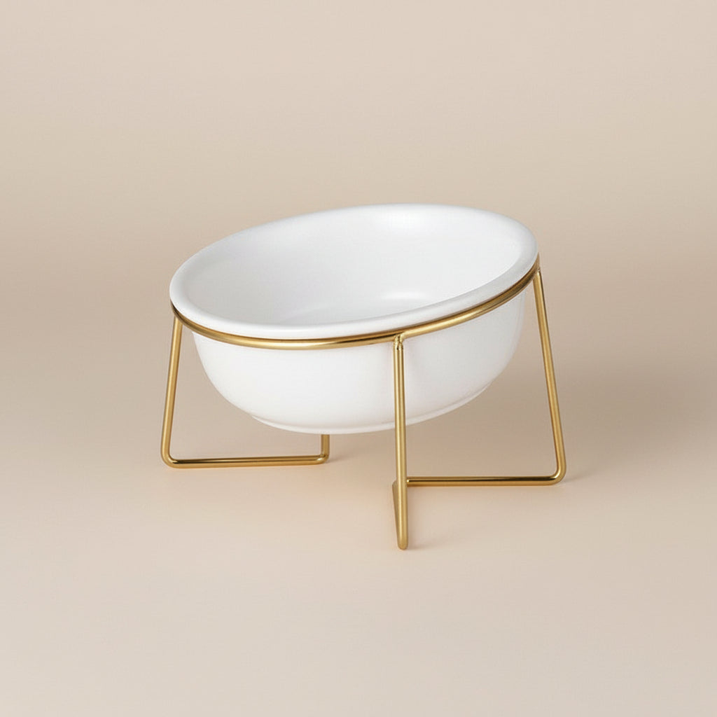 Elevated Cat Bowl – Tilted Ceramic Raised Feeder for Comfortable Eating