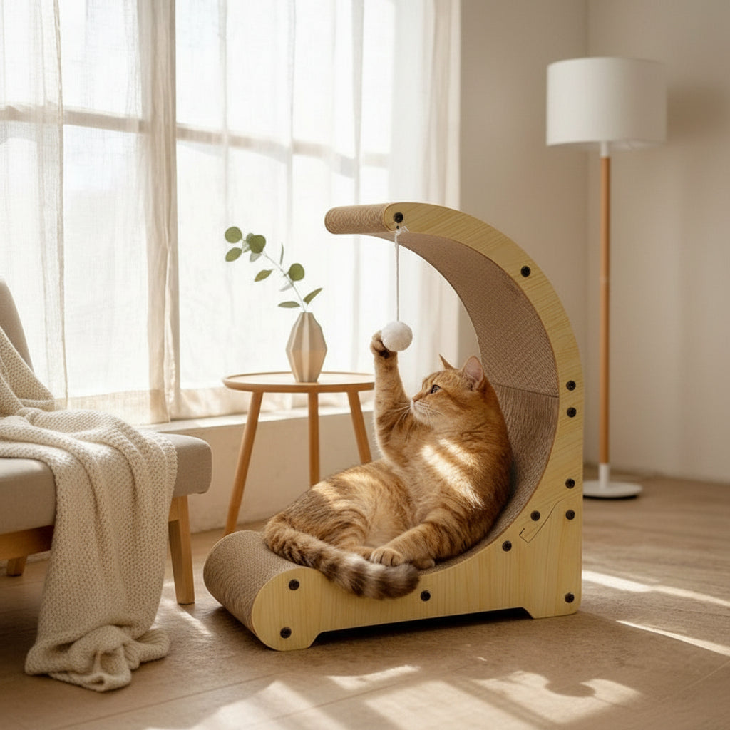 Curved Corrugated Cat Climbing Frame & Scratch Lounge