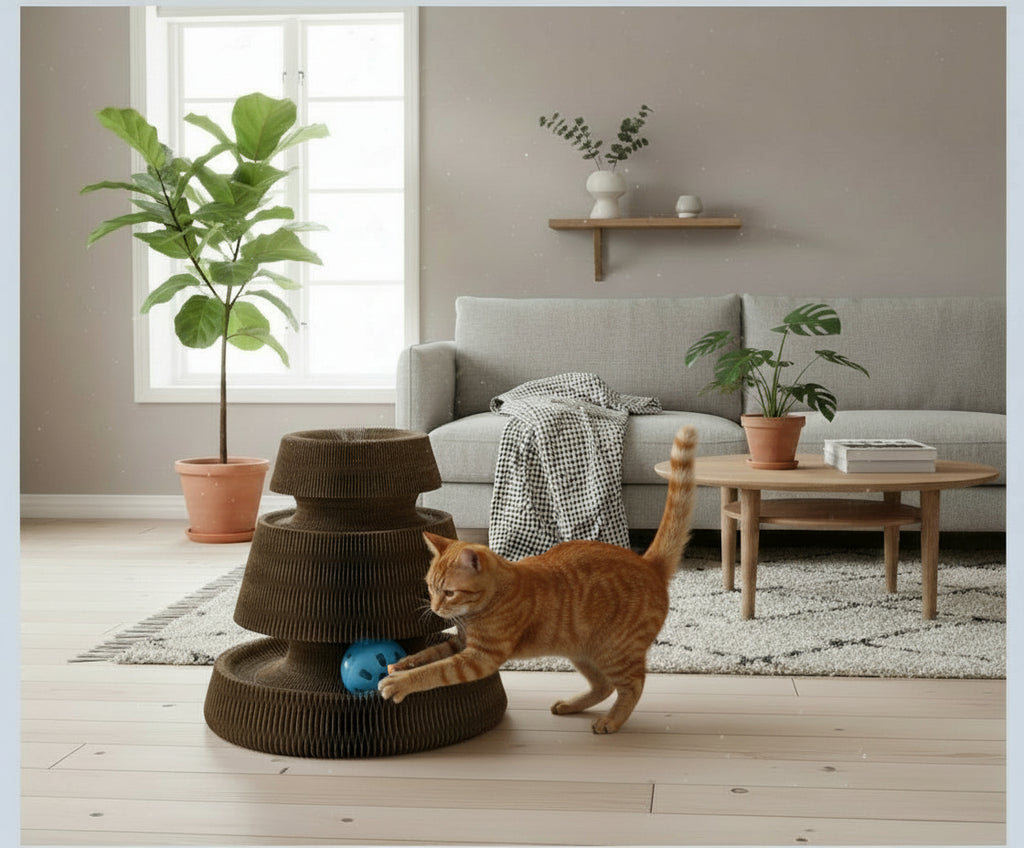 Foldable Organ Cat Scratch Toy with Bell