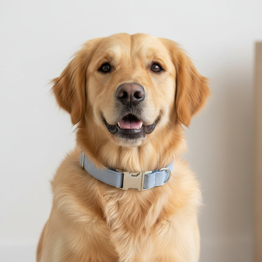 Velvet Buckle Collar in Sky Blue
