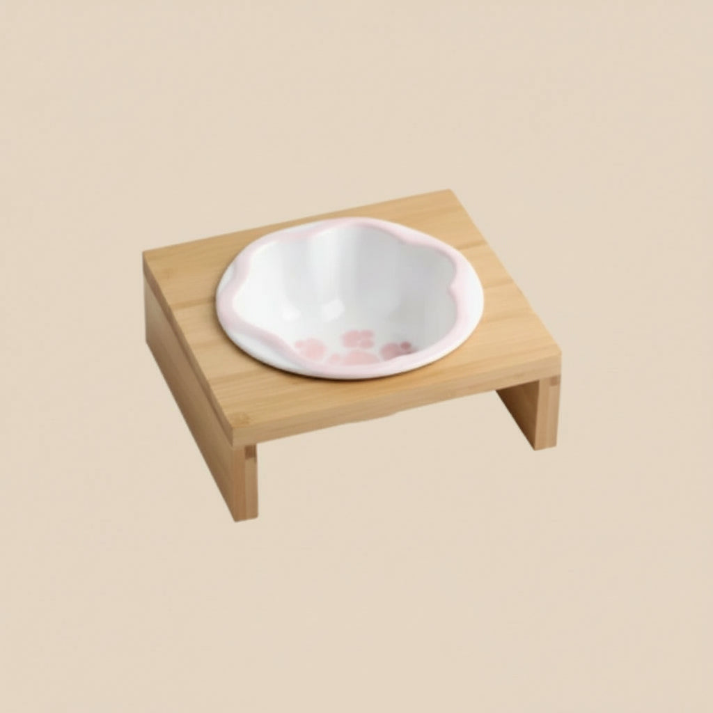 Elevated Bamboo & Ceramic Pet Bowl Set