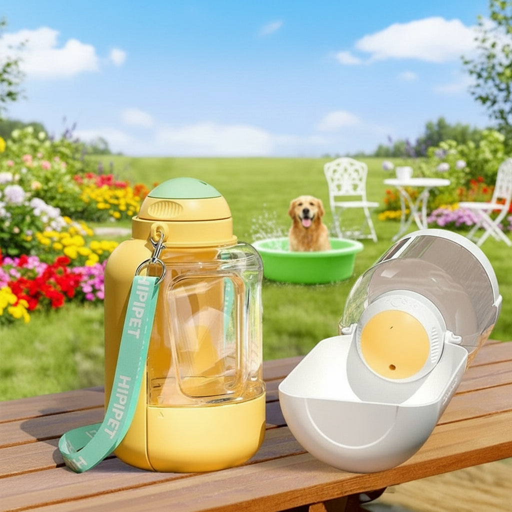 2-in-1 Portable Pet Water Bottle & Feeder