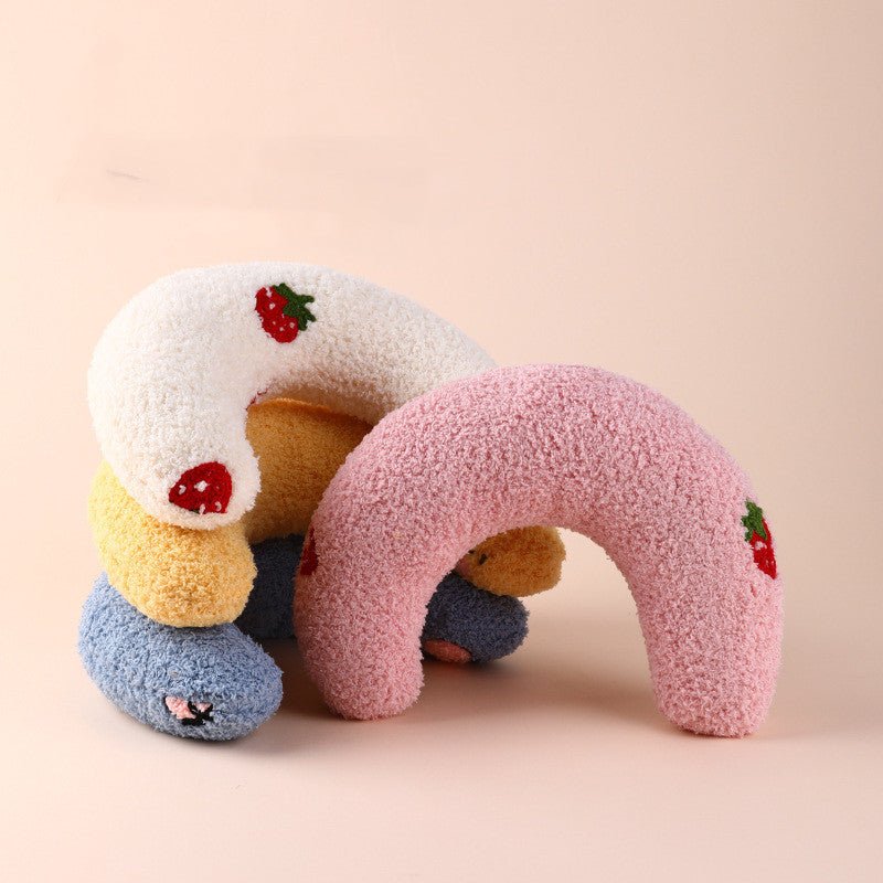 U-Shaped Plush Cat Pillow | Soft Cervical Support & Cozy Play Cushion