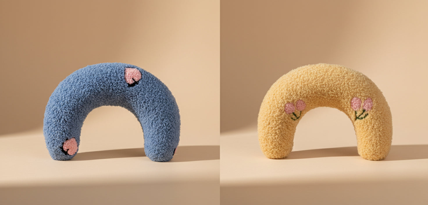 U-Shaped Plush Cat Pillow | Soft Cervical Support & Cozy Play Cushion