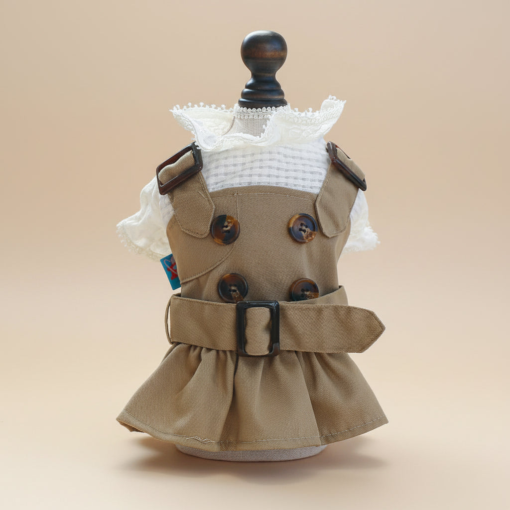 Khaki Trench Coat, Dress or Button Shirt with Optional Base Layer