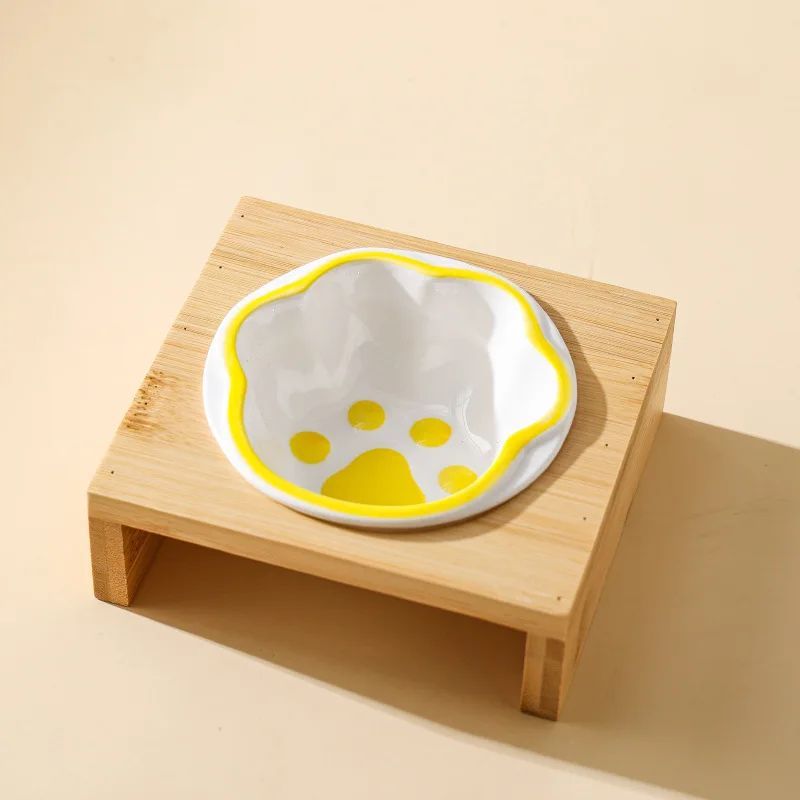 Elevated Bamboo & Ceramic Pet Bowl Set