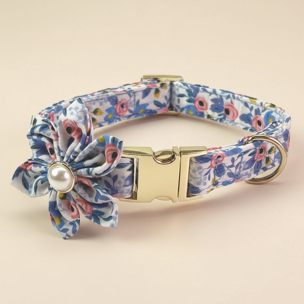 Pet Lettering Collar Metal Floral Collar Hand Holding Rope Medium Large Dog Leash