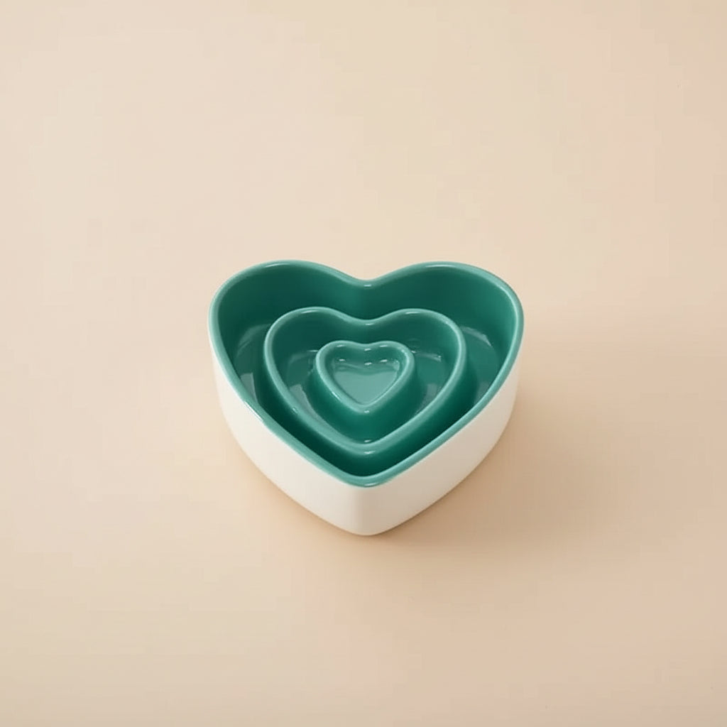 Ceramic Heart Slow Feeder Bowl