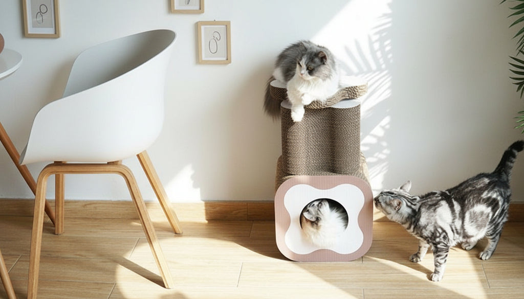 Modular Corrugated Cat Tunnel & Scratcher Set