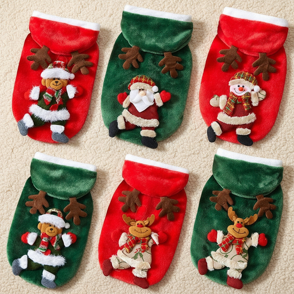 Holiday Plush Pet Coat | Christmas Dog & Cat Outfit