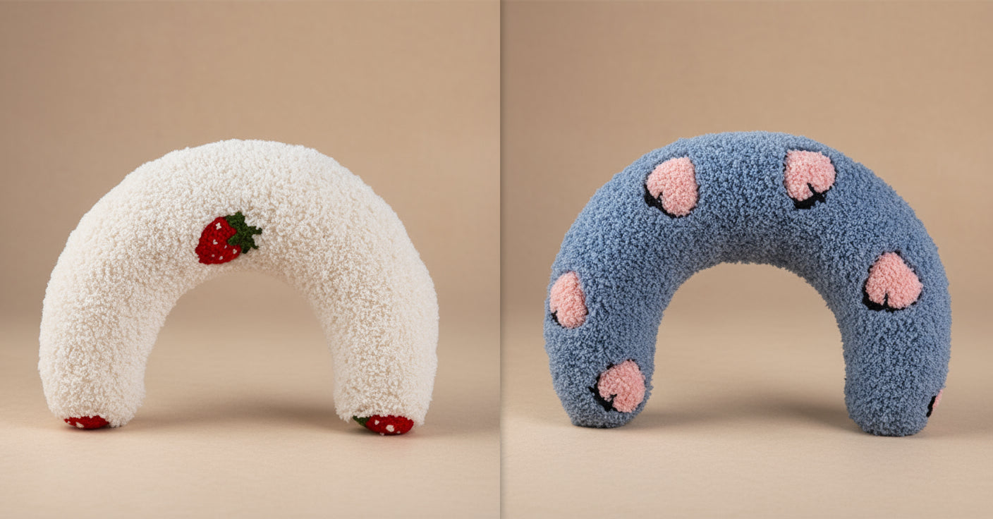 U-Shaped Plush Cat Pillow | Soft Cervical Support & Cozy Play Cushion