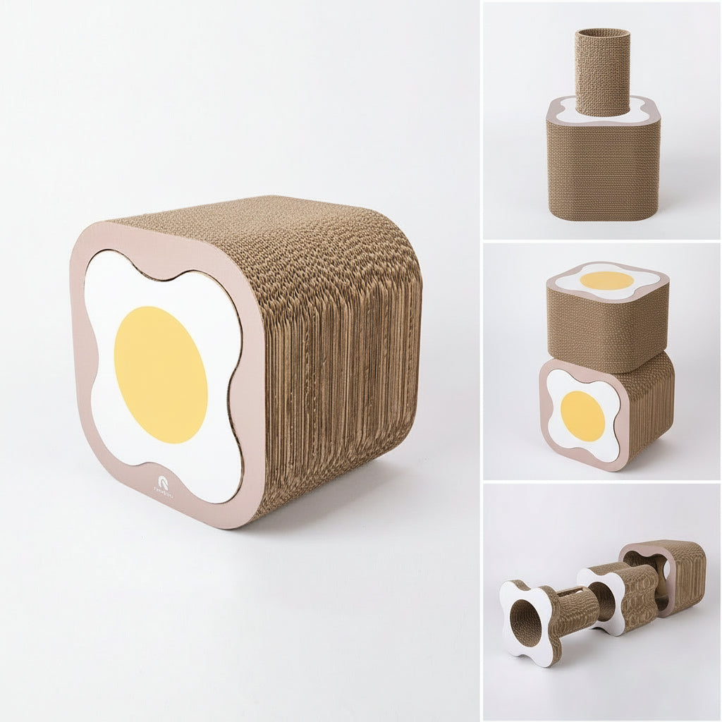 Modular Corrugated Cat Tunnel & Scratcher Set