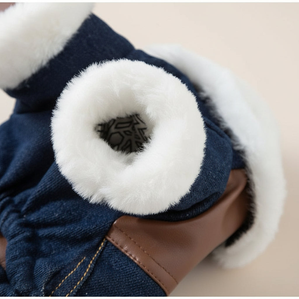 Denim & Leather Winter Pet Jacket