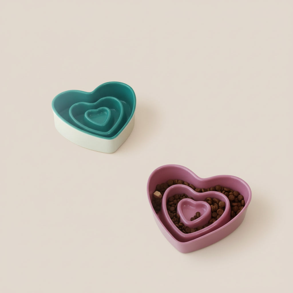 Ceramic Heart Slow Feeder Bowl