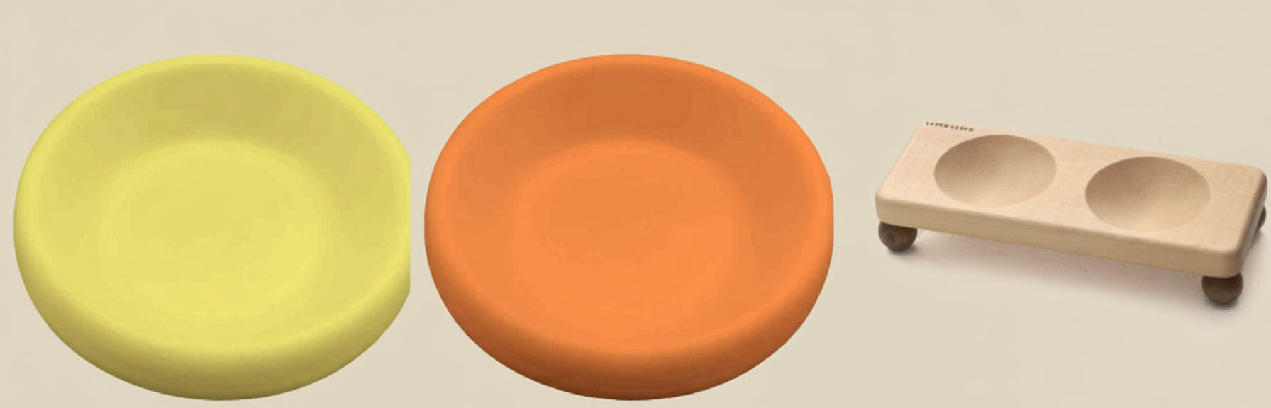 Solid Wood Pet Bowl Stand & Ceramic Feeding Bowls