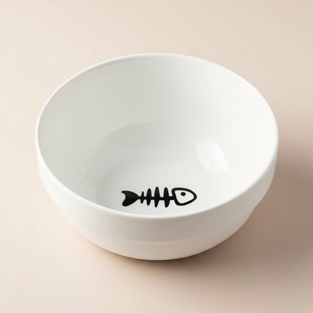 Ceramic Cat Bowl with Elevated Stand – Spill-Resistant Feeding Dish