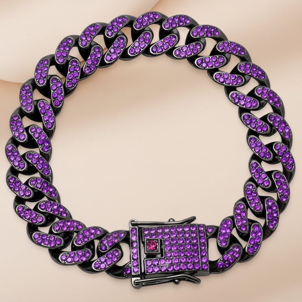 Cuban Chain Pet Collar — Luxe Metal Diamond Finish