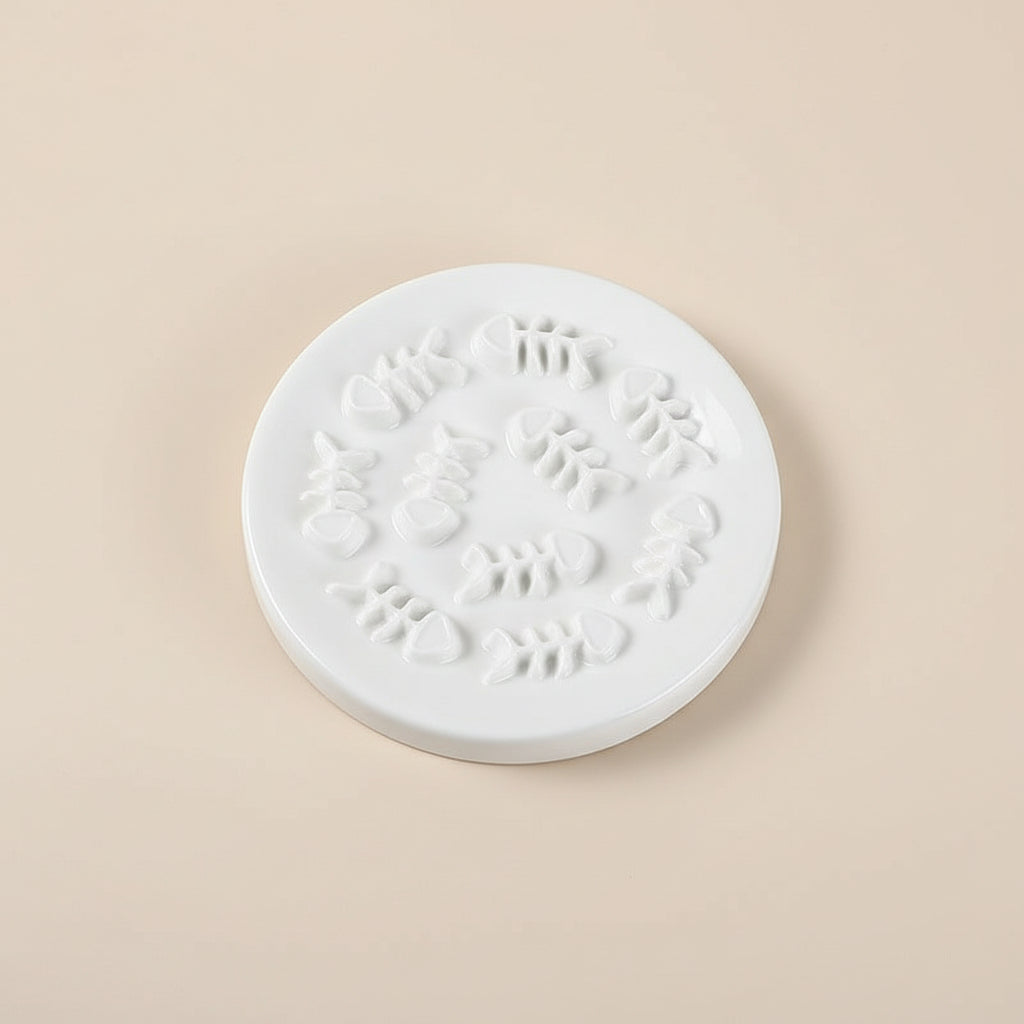 Ceramic Slow Feeder with Wooden Stand