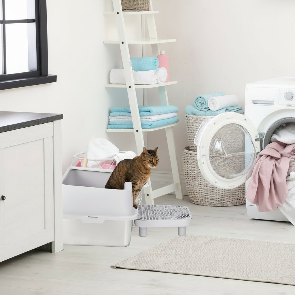 Stainless Steel Cat Litter Box with Lid & High Sides