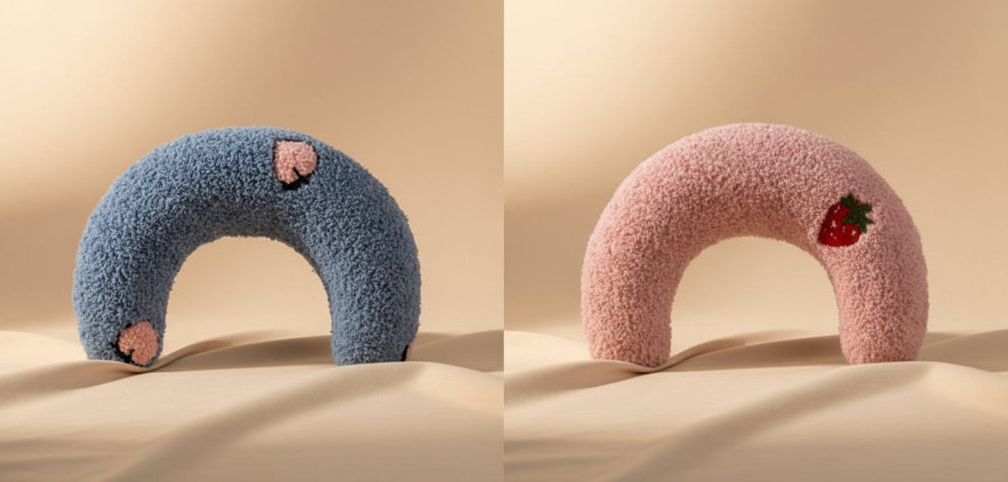 U-Shaped Plush Cat Pillow | Soft Cervical Support & Cozy Play Cushion