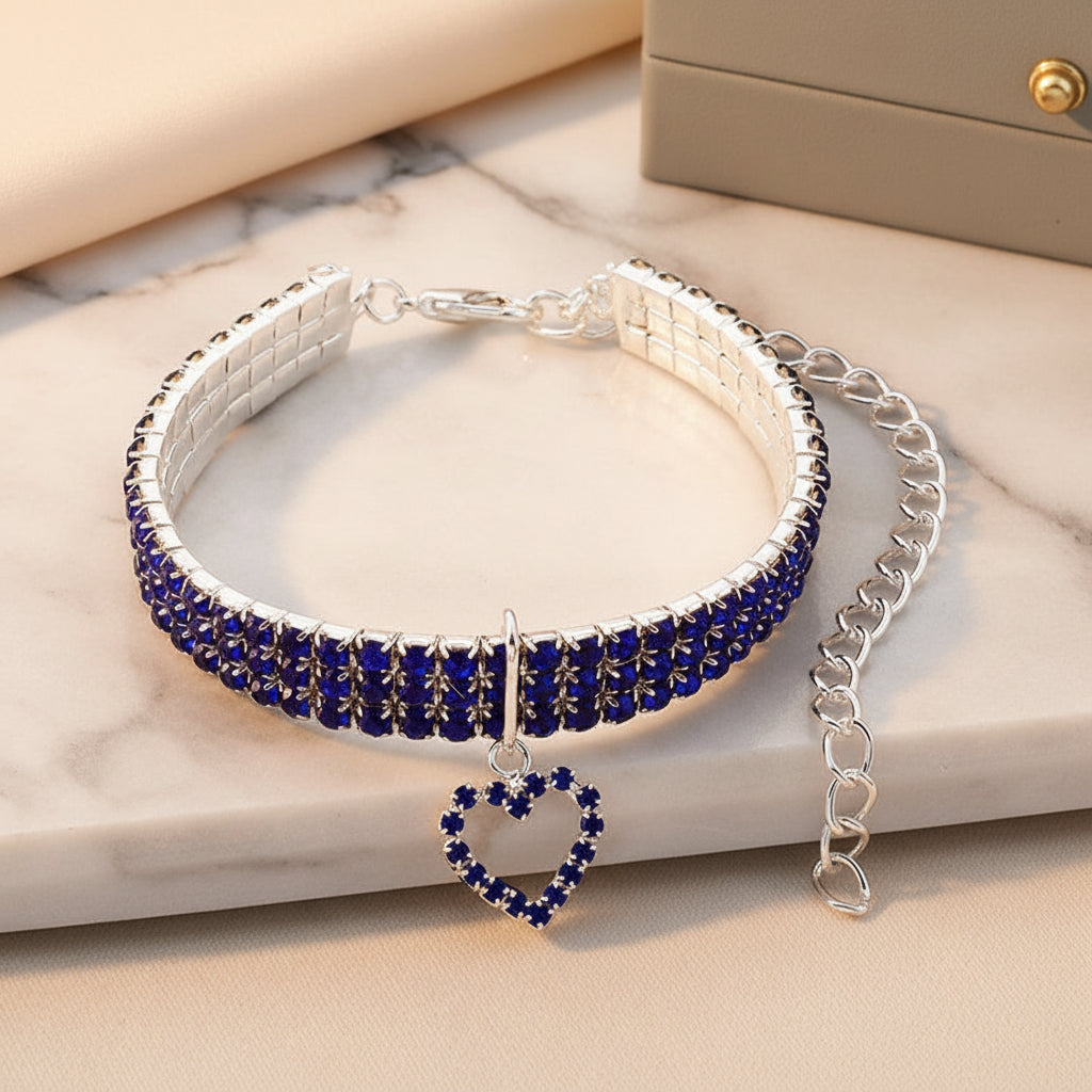 Three-row Stretch Pet Rhinestone Necklace Cat Dog Collar