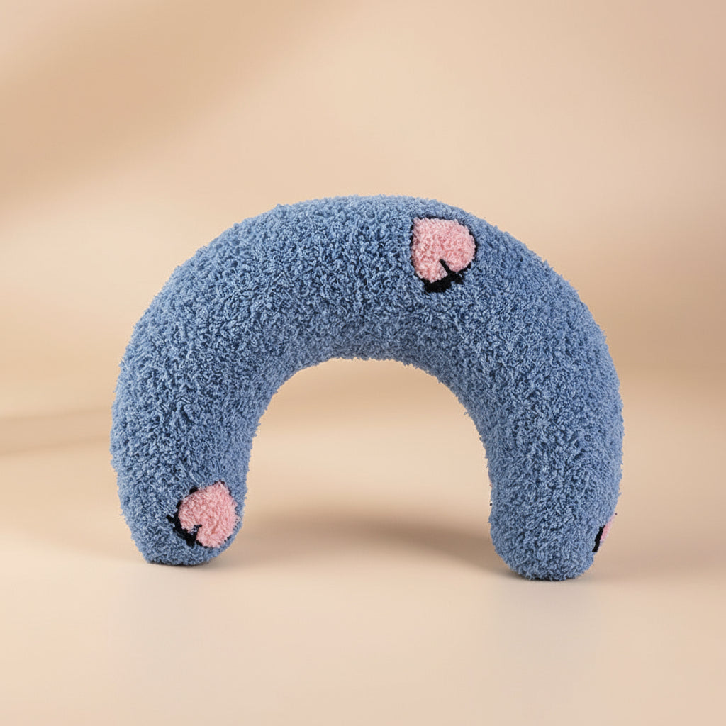 U-Shaped Plush Cat Pillow | Soft Cervical Support & Cozy Play Cushion