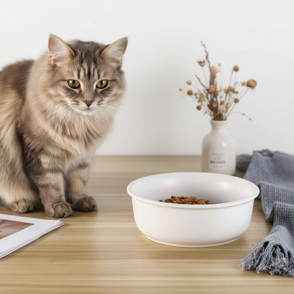 Elevated Cat Bowl – Tilted Ceramic Raised Feeder for Comfortable Eating
