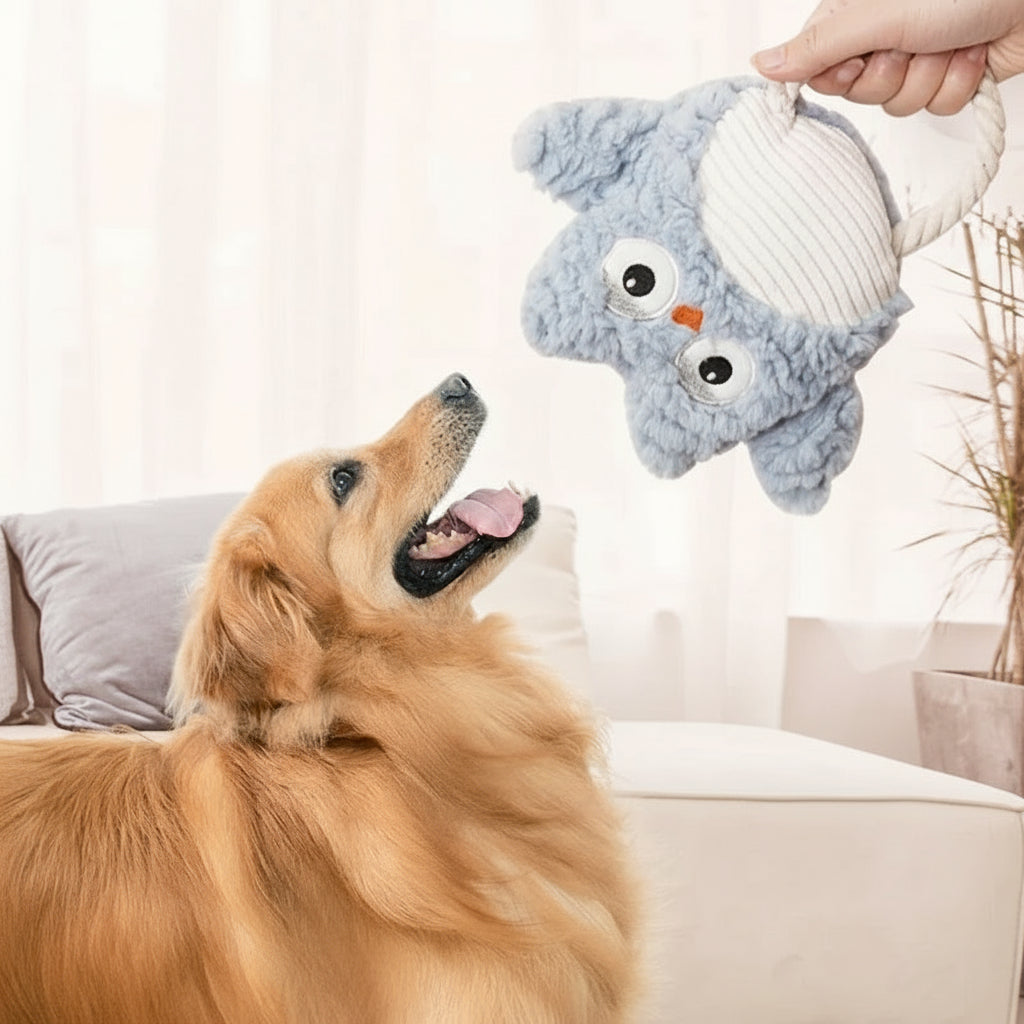 Plush Animal Squeaky Toy — Corduroy Bite-Resistant Play Toy for Dogs
