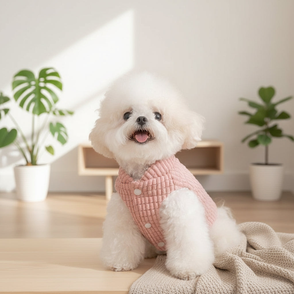 Pink Textured Corduroy Pet Vest