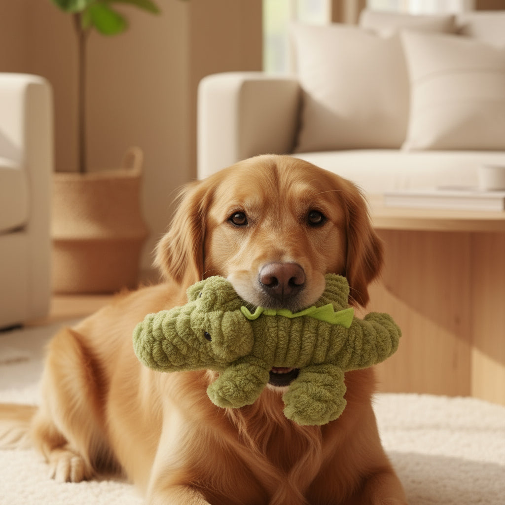 Plush Animal Squeaky Toy — Corduroy Bite-Resistant Play Toy for Dogs