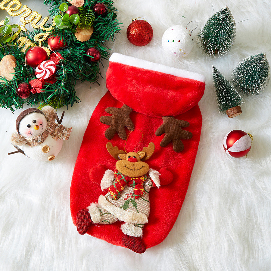 Holiday Plush Pet Coat | Christmas Dog & Cat Outfit
