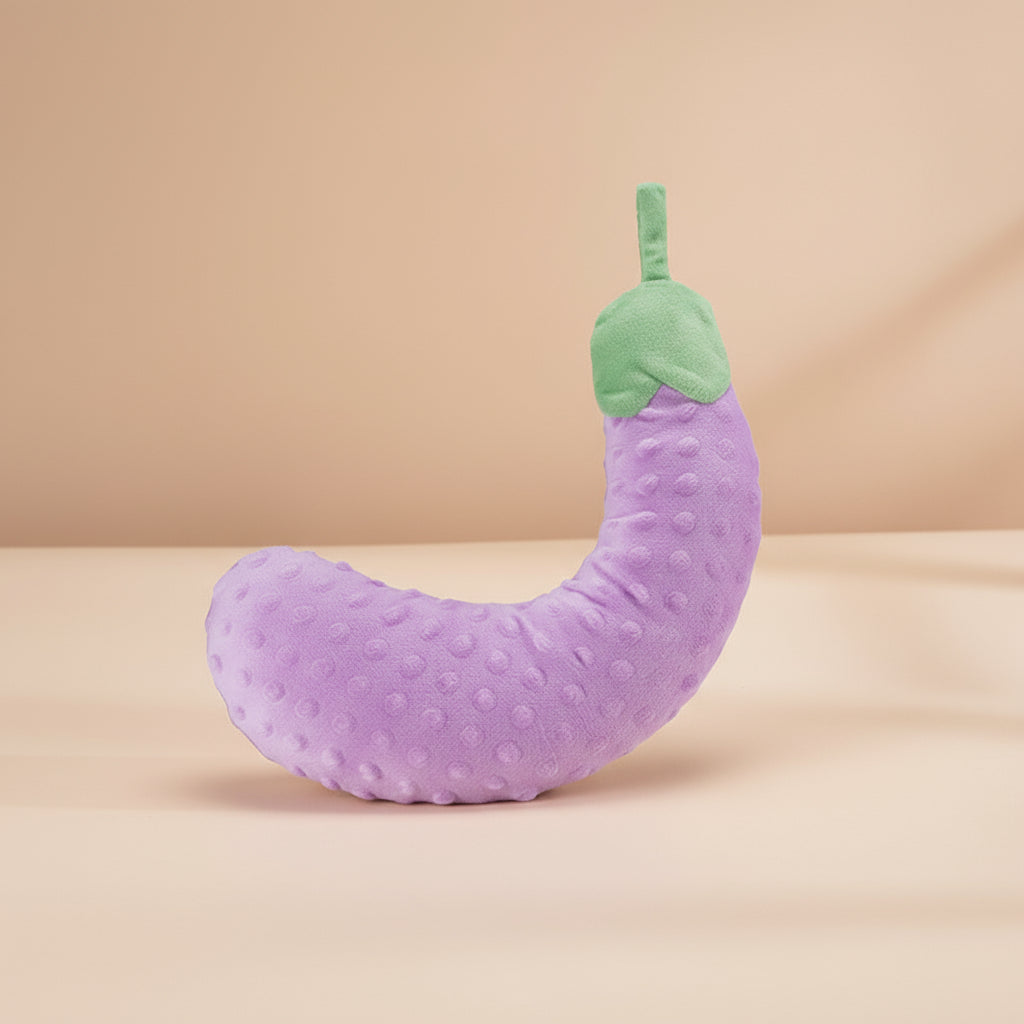 Mini Plush Pet Pillow — Banana, Moon & Eggplant Design