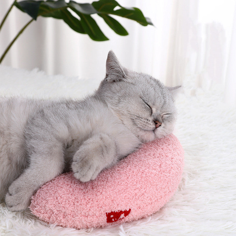 U-Shaped Plush Cat Pillow | Soft Cervical Support & Cozy Play Cushion