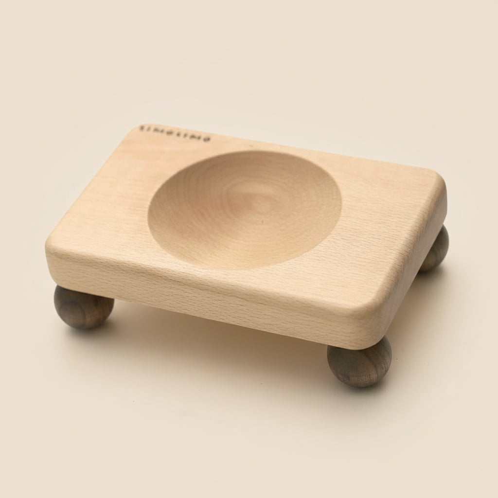Solid Wood Pet Bowl Stand & Ceramic Feeding Bowls