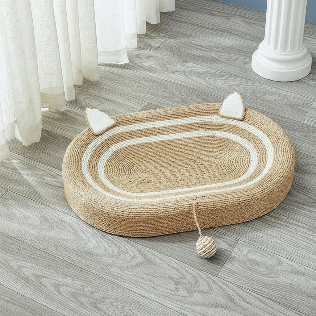 Handmade Oversized Sisal Cat Scratch Nest – 65CM Oval Lounge Bed