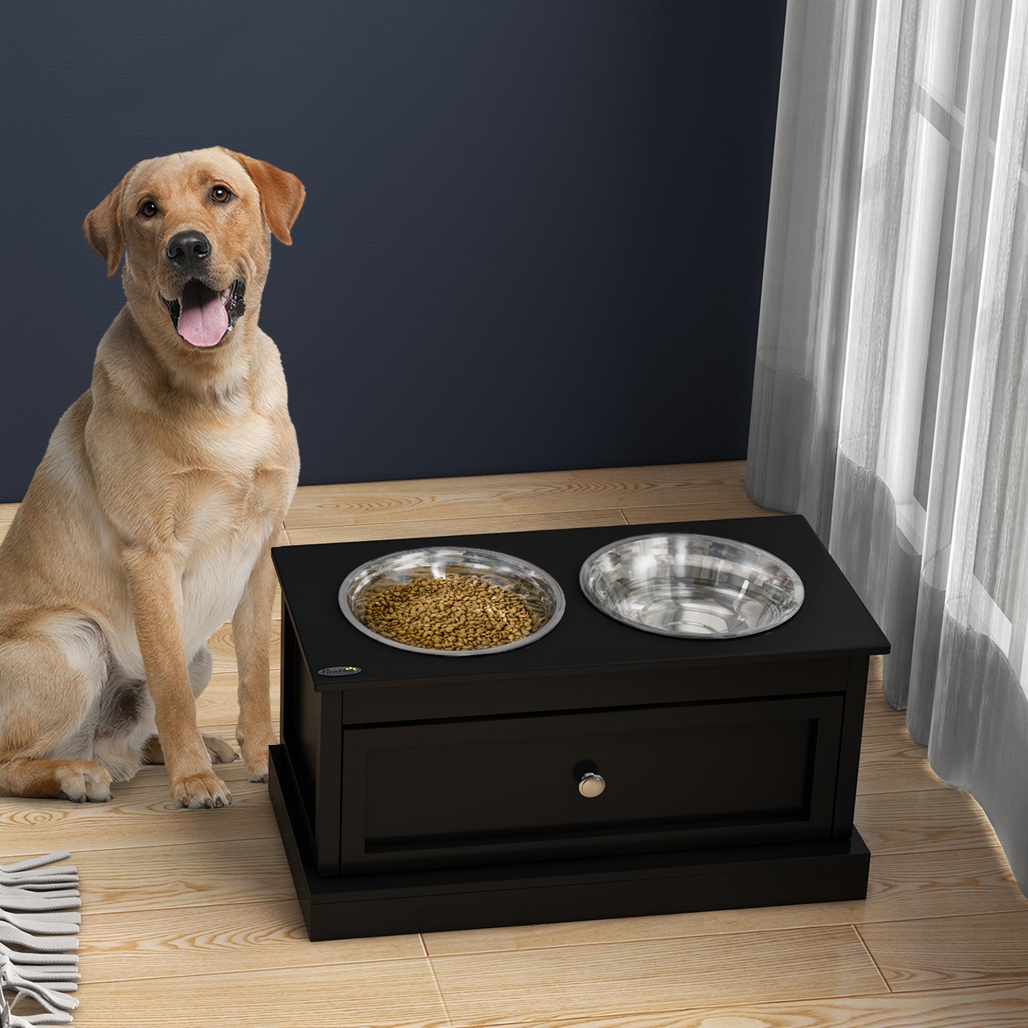 Elevated Dog Feeder with Storage Drawer — 11L Capacity