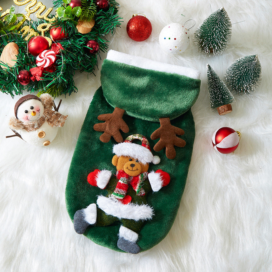 Holiday Plush Pet Coat | Christmas Dog & Cat Outfit