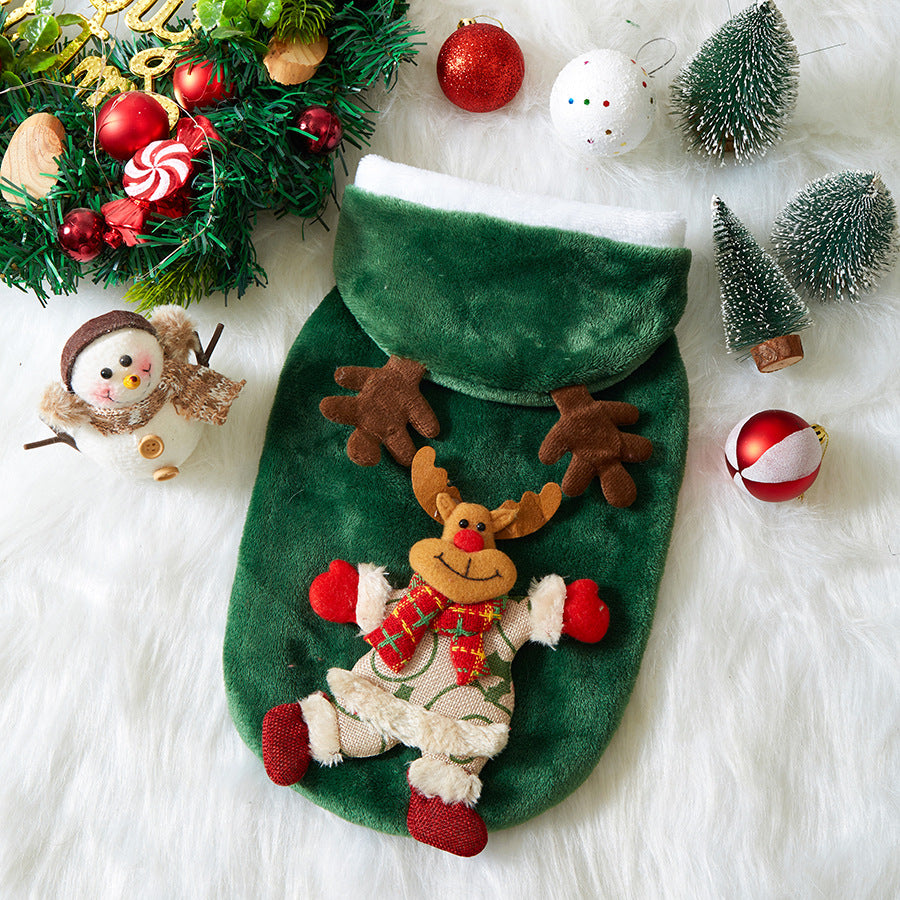 Holiday Plush Pet Coat | Christmas Dog & Cat Outfit
