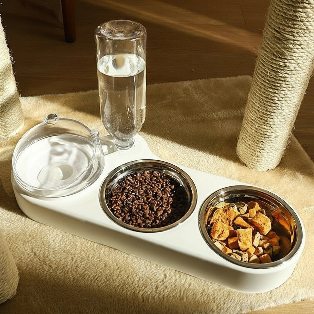 Smart Dual Pet Bowl with Automatic Water Refill | Ergonomic Design