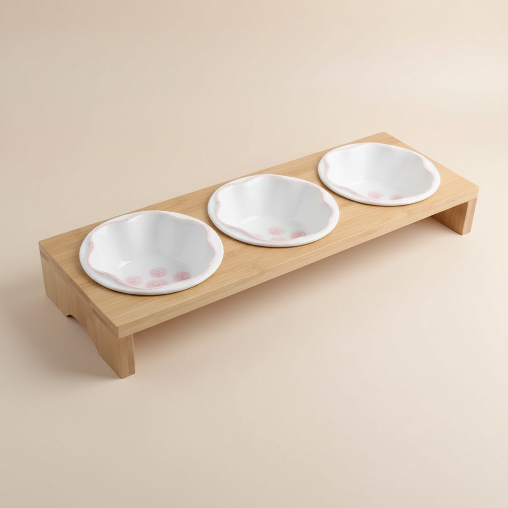 Elevated Bamboo & Ceramic Pet Bowl Set