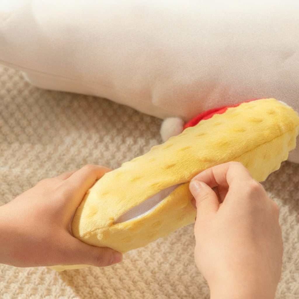 Mini Plush Pet Pillow — Banana, Moon & Eggplant Design