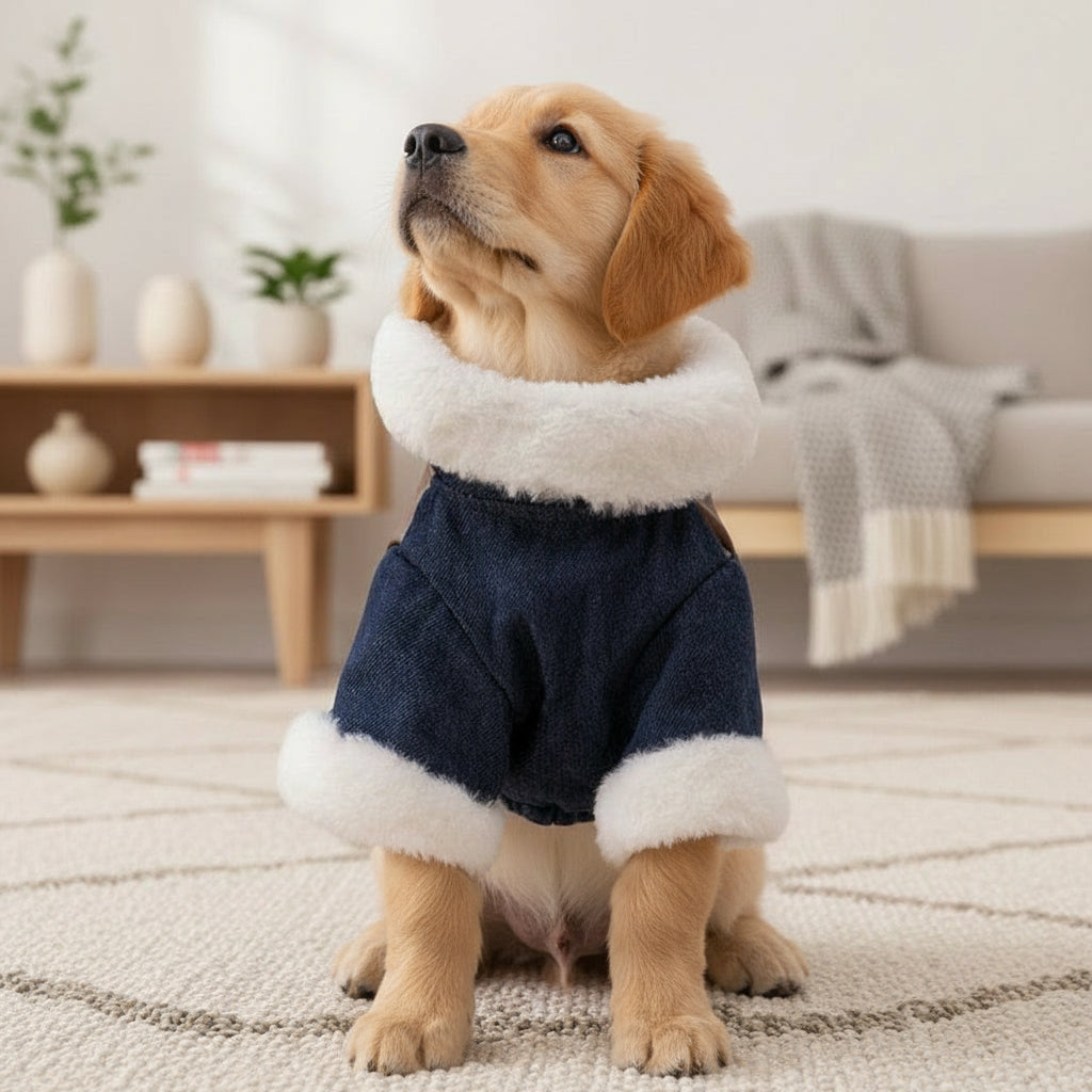 Denim & Leather Winter Pet Jacket