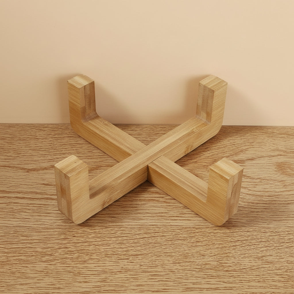 Ceramic Slow Feeder with Wooden Stand