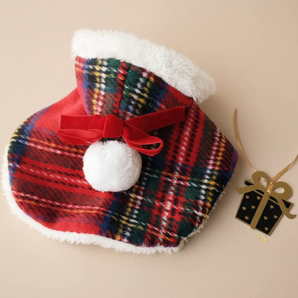 Festive Plaid Pet Cloak — Christmas Outfit for Dogs & Cats